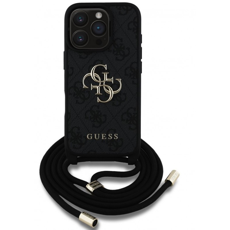 Θήκη Guess PU 4G Metal Logo Crossbody Strap Case for iPhone 16 Pro Max (6.9") Black