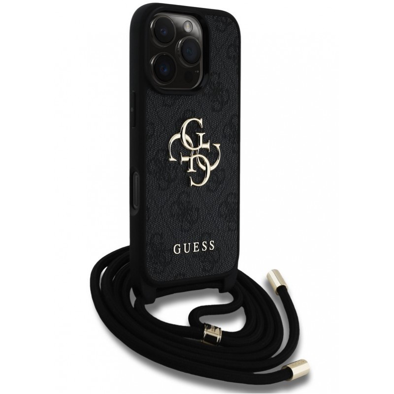 Θήκη Guess PU 4G Metal Logo Crossbody Strap Case for iPhone 16 Pro Max (6.9") Black