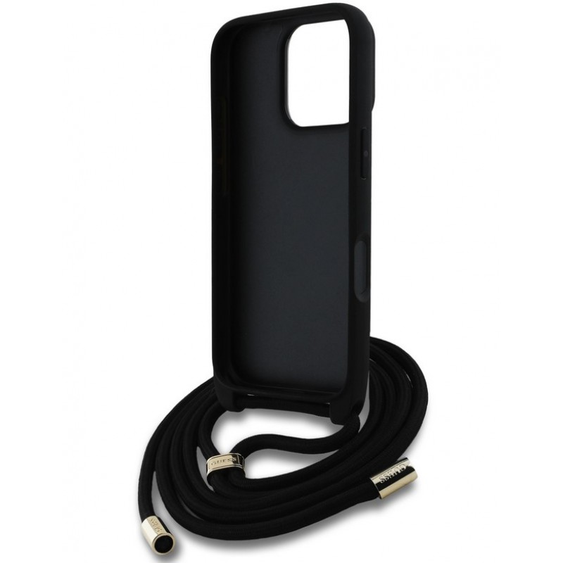 Θήκη Guess PU 4G Metal Logo Crossbody Strap Case for iPhone 16 Pro Max (6.9") Black