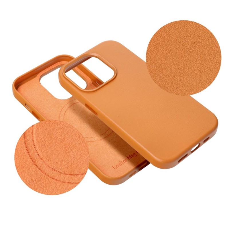 Θήκη Leather Mag Cover Case For Iphone 16 Pro Max Orange