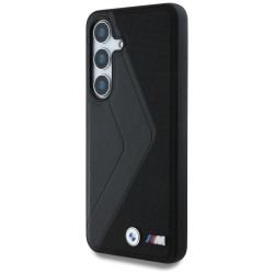 Θήκη BMW PU Leather Carbon MagSafe Tricolor Line Case Samsung Galaxy S25 S931 Black