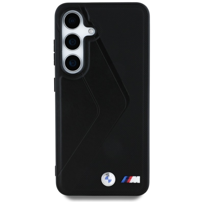 Θήκη BMW PU Leather Carbon MagSafe Tricolor Line Case Samsung Galaxy S25 S931 Black