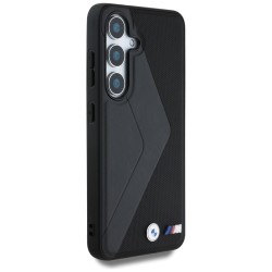 Θήκη BMW PU Leather Carbon MagSafe Tricolor Line Case Samsung Galaxy S25 S931 Black