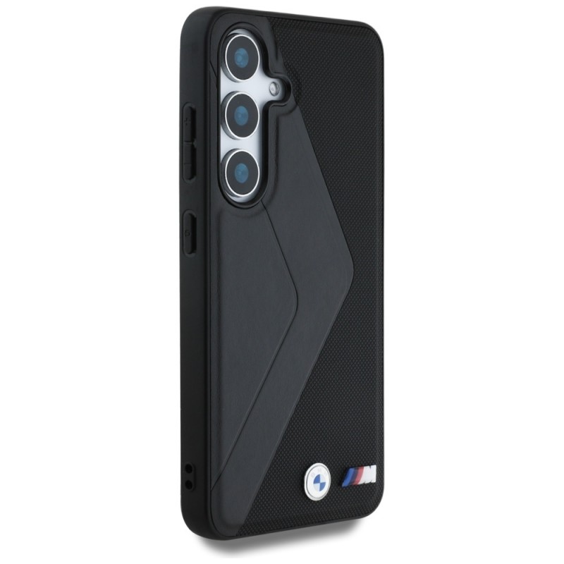 Θήκη BMW PU Leather Carbon MagSafe Tricolor Line Case Samsung Galaxy S25 S931 Black