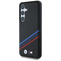 Θήκη Original Case BMW Leather Tricolor Crossing Stripes MagSafe Case Samsung Galaxy S25 S931 Black