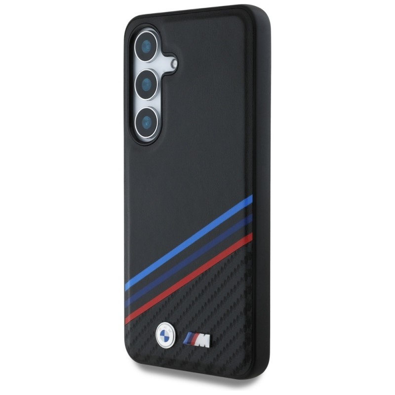 Θήκη Original Case BMW Leather Tricolor Crossing Stripes MagSafe Case Samsung Galaxy S25 S931 Black