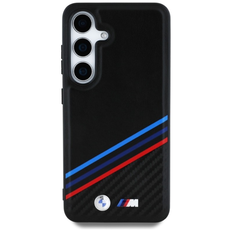 Θήκη Original Case BMW Leather Tricolor Crossing Stripes MagSafe Case Samsung Galaxy S25 S931 Black