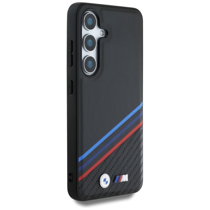 Θήκη Original Case BMW Leather Tricolor Crossing Stripes MagSafe Case Samsung Galaxy S25 S931 Black