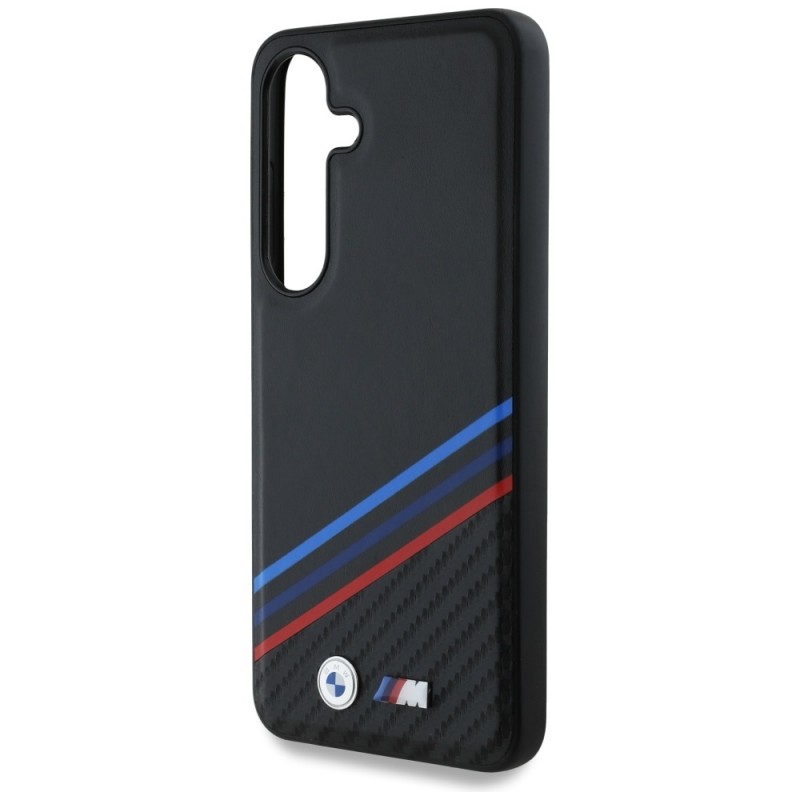 Θήκη Original Case BMW Leather Tricolor Crossing Stripes MagSafe Case Samsung Galaxy S25 S931 Black