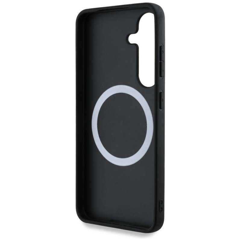 Θήκη Original Case BMW Leather Tricolor Crossing Stripes MagSafe Case Samsung Galaxy S25 S931 Black