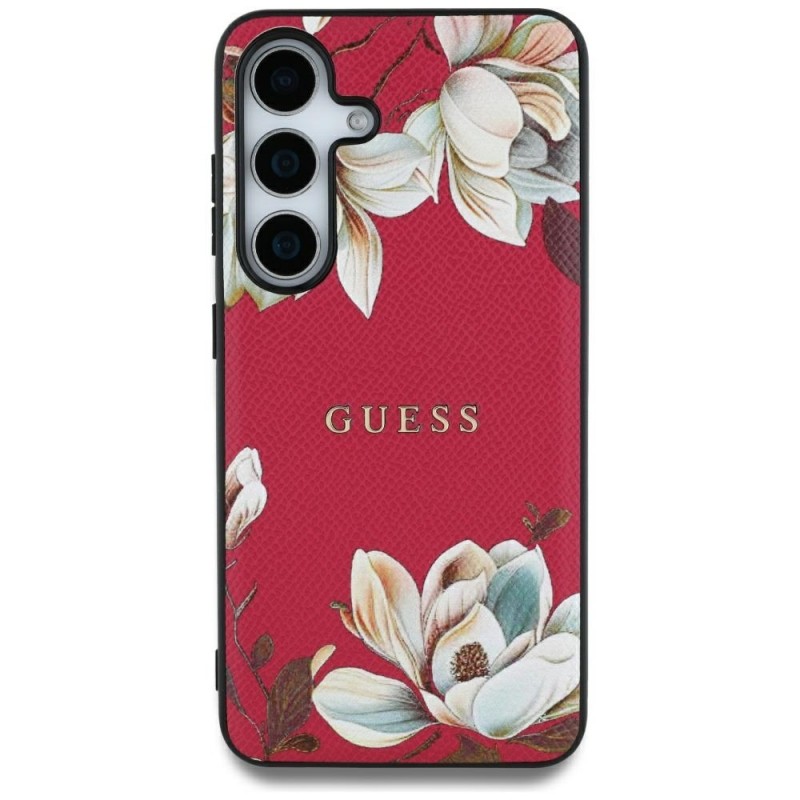 Θήκη Original Case GUESS Grained Printed Flower Pattern Magsafe for Samsung Galaxy S25 Ultra 5G S938 Fuchsia
