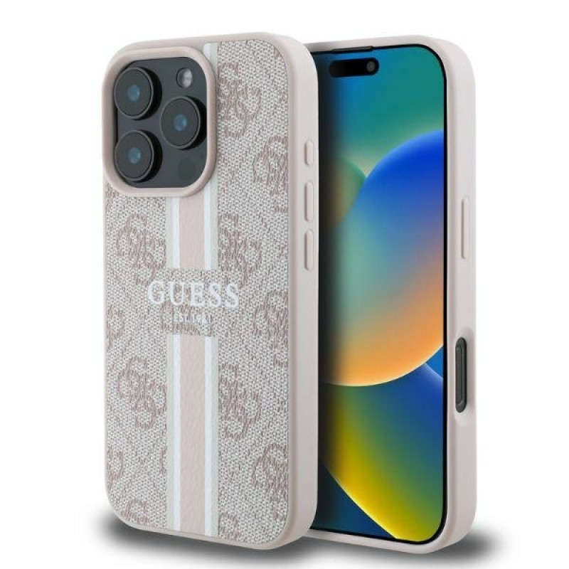 Θήκη Original Case GUESS hardcase 4G Printed Stripes MagSafe  Case Apple iPhone 16 Pro Max (6.9") Pink