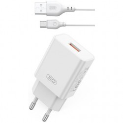 Φορτιστής Ταξιδιού XO L127 QC3.0 USB-A to Type-C 18W PD Fast Charger White