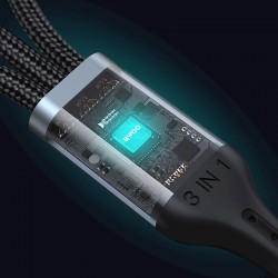 Καλώδιο Φόρτισης Bwoo X274 3in1 Usb To Type-c Lightning Micro Usb 3a 1.2m Black