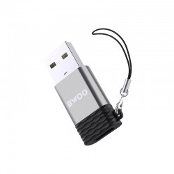Μετατροπέας BWOO USB-A Male σε USB-C Female Γκρι  (BZ-38)