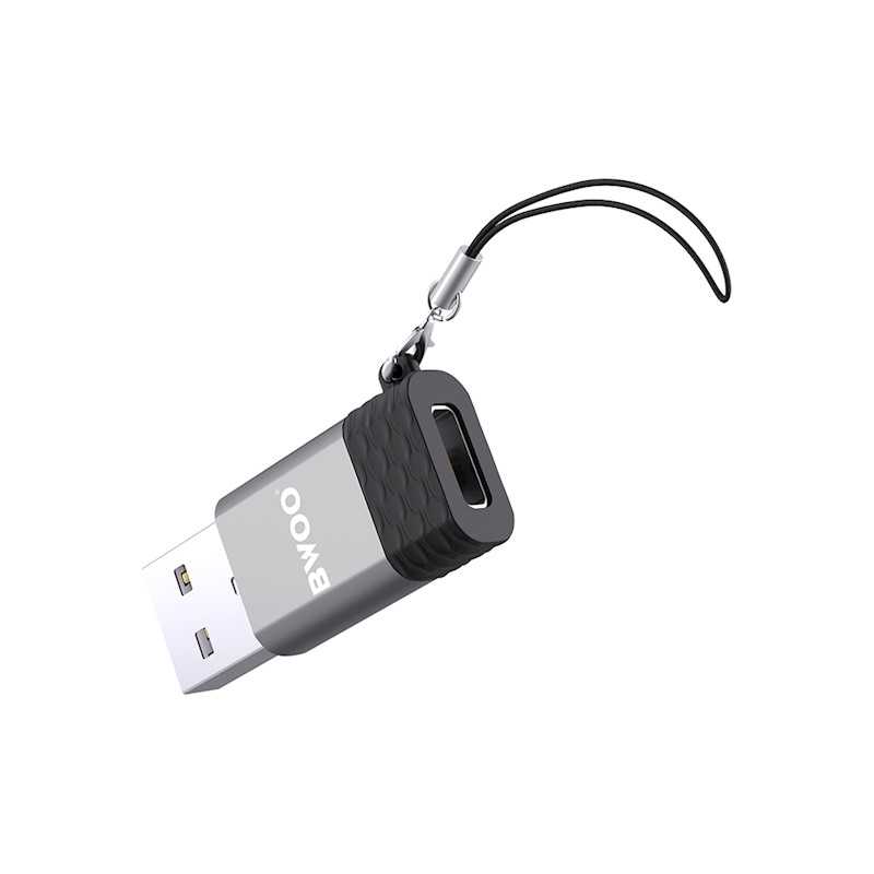 Μετατροπέας BWOO USB-A Male σε USB-C Female Γκρι  (BZ-38)