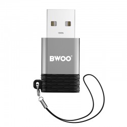 Μετατροπέας BWOO USB-A Male σε USB-C Female Γκρι  (BZ-38)