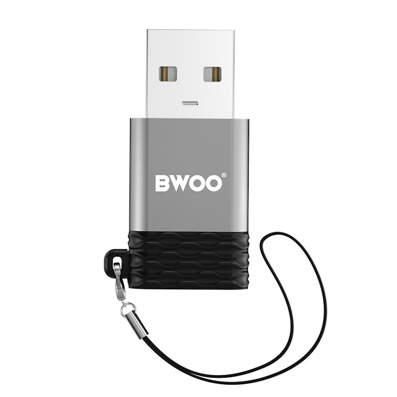 Μετατροπέας BWOO USB-A Male σε USB-C Female Γκρι  (BZ-38)