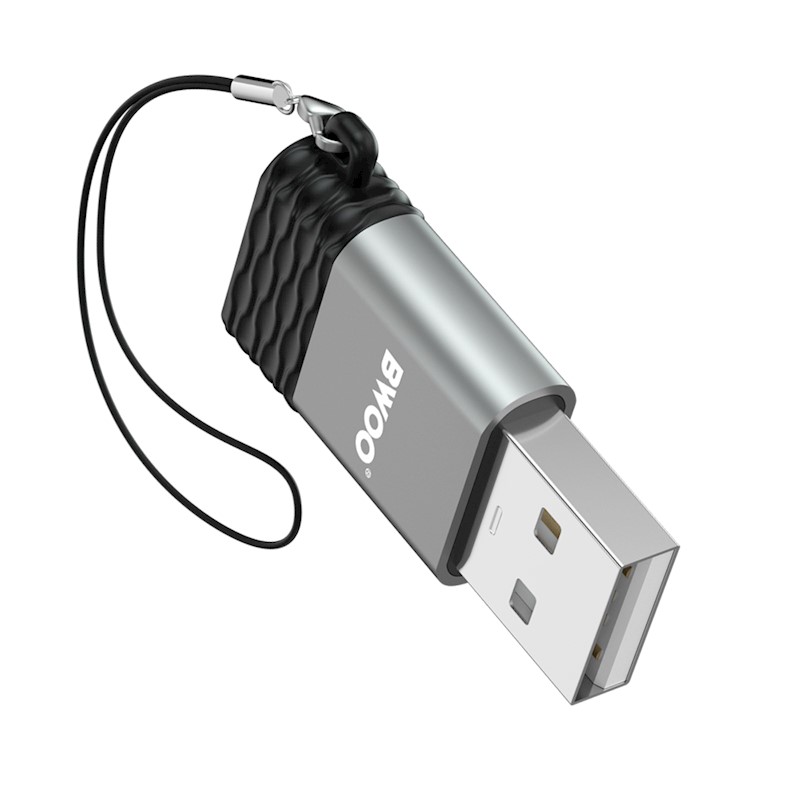 Μετατροπέας BWOO USB-A Male σε USB-C Female Γκρι  (BZ-38)