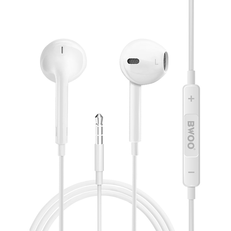 Handsfree Ακουστικά BWOO BO-HF05 In-Ear Με Βύσμα 3.5mm White