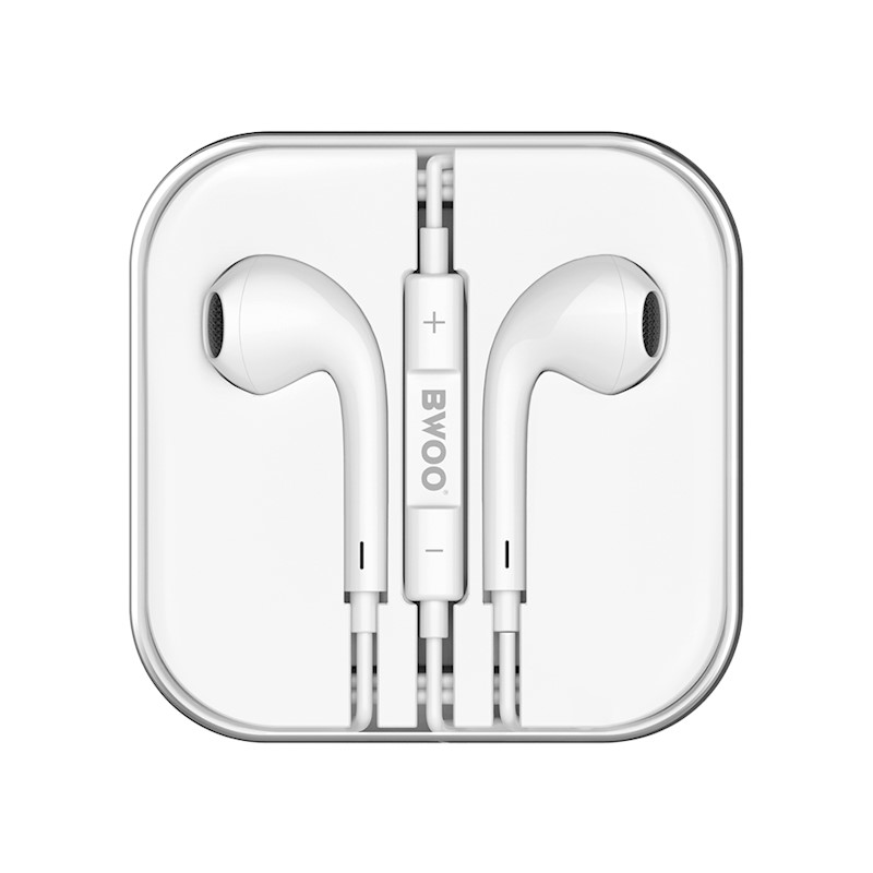 Handsfree Ακουστικά BWOO BO-HF05 In-Ear Με Βύσμα 3.5mm White