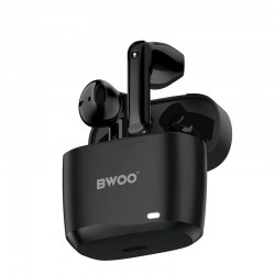 Earbud Bluetooth Handsfree Ακουστικά BWOO BW94 με Αντοχή στον Ιδρώτα και Θήκη Φόρτισης Black