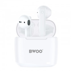 Earbud Bluetooth Handsfree Ακουστικά BWOO BW94 Με Αντοχή Στον Ιδρώτα Και Θήκη Φόρτισης White