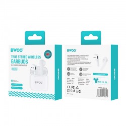 Earbud Bluetooth Handsfree Ακουστικά BWOO BW94 Με Αντοχή Στον Ιδρώτα Και Θήκη Φόρτισης White