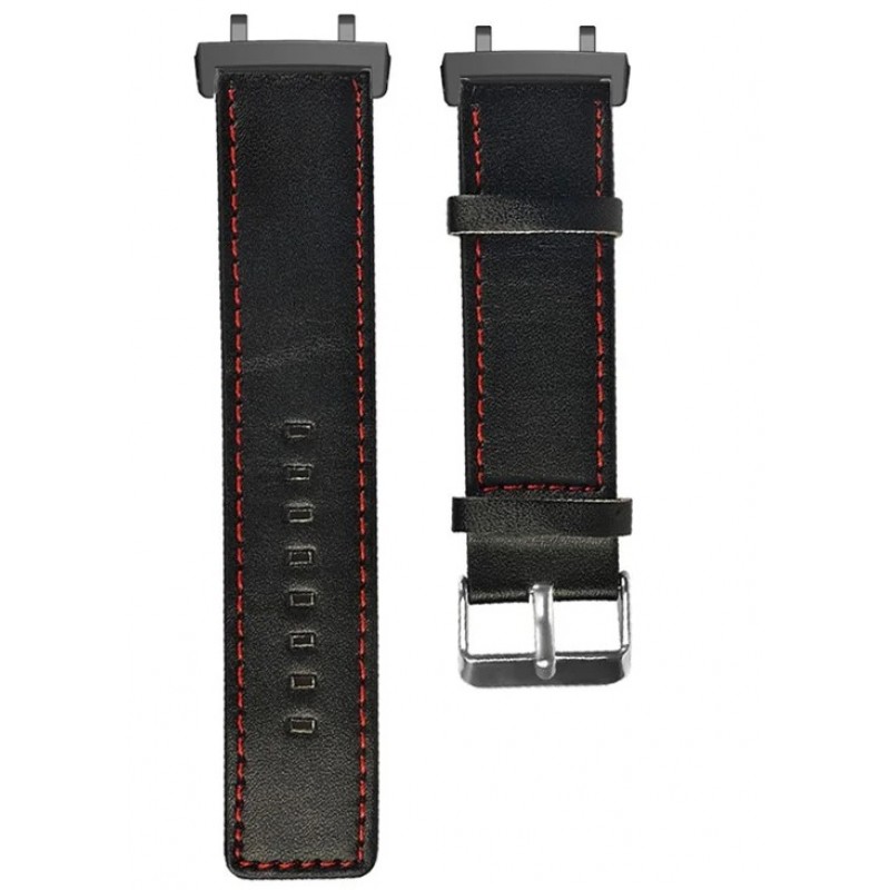 Ανταλλακτικό λουράκι QuickFit Leather Black with Rred Line για Xiaomi Amazfit T-Rex 3