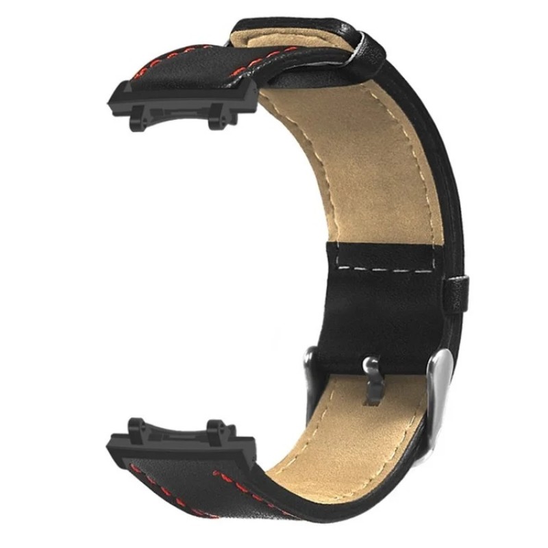 Ανταλλακτικό λουράκι QuickFit Leather Black with Rred Line για Xiaomi Amazfit T-Rex 3