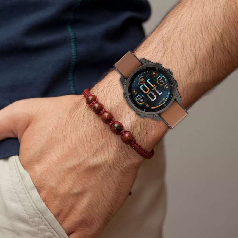 Ανταλλακτικό λουράκι Silicone & PU Leather Garmin Fenix 3/5x/3HR/5X Plus/6x/6x Pro/7x Grey (26mm)