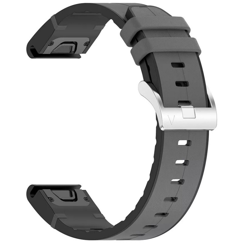 Ανταλλακτικό λουράκι Silicone & PU Leather Garmin Fenix 3/5x/3HR/5X Plus/6x/6x Pro/7x Grey (26mm)