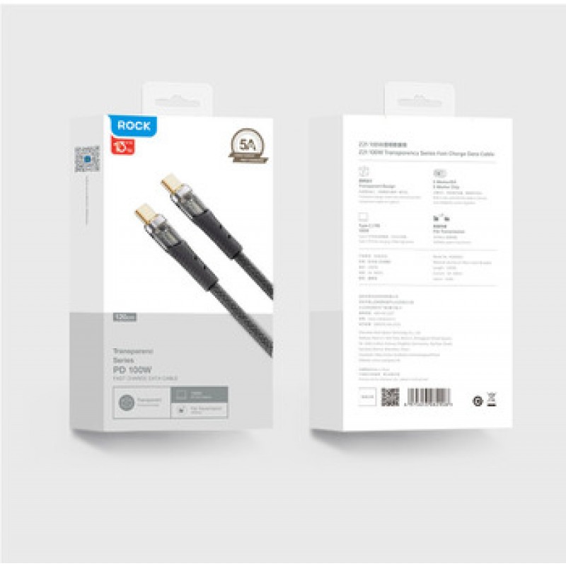 Καλώδιο Rock Z21 Type-C to Type-C 6A 100W 1.2m Black
