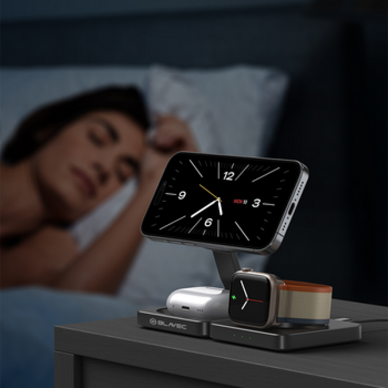 Βάση Φόρτισης Blavec BQI-02 Qi 15W Magnetic Magsafe 3 in 1 Induction Charger Black