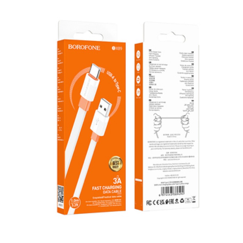 Καλώδιο Data Borofone BX89 USB to Type C - 3A 1m White-Orange