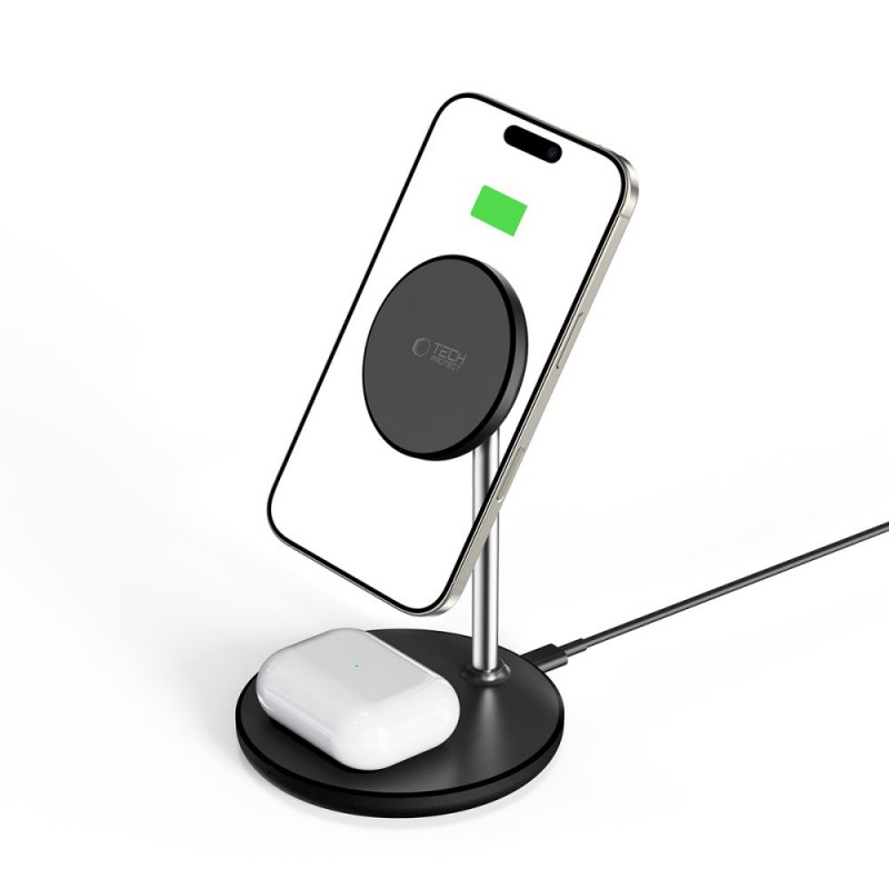 Ασύρματος Φορτιστής Tech-Protect A39 QI15W Magnetic Magsafe 2in1 Wireless Charger Black
