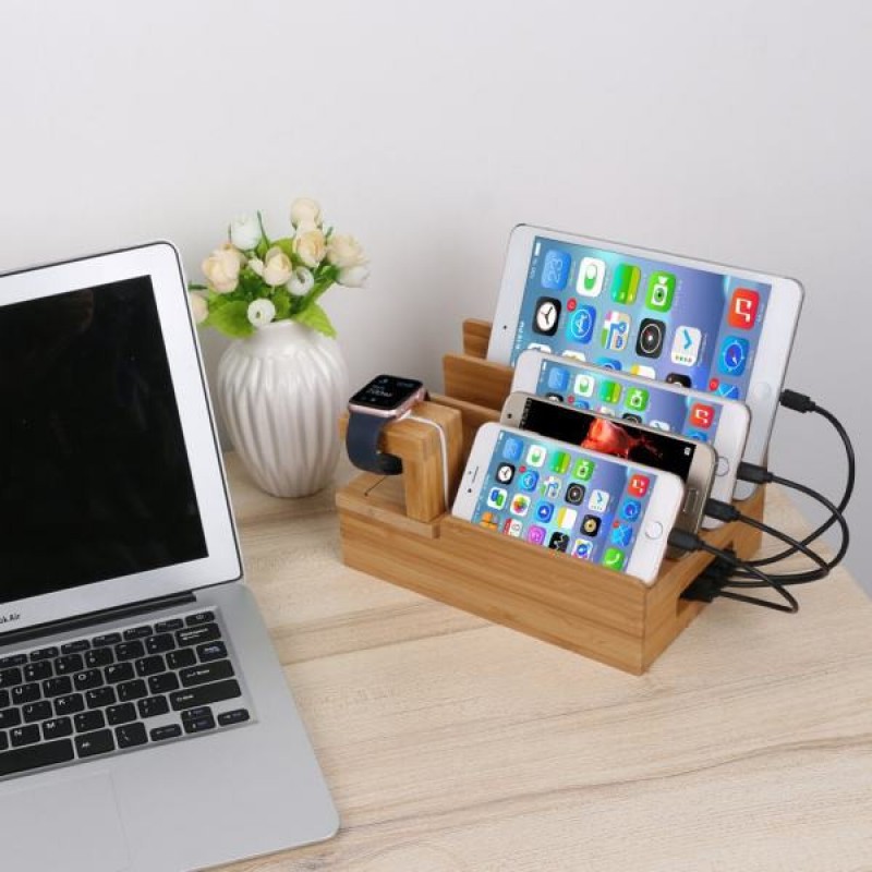 Βάση Φόρτισης Bamboo and Wood Charging Dock Desk Organizer for Apple iPhone/Apple Watch & AirPods Βάση Φόρτισης Bamboo and Wood Charging Dock Desk Organizer for Apple iPhone/Apple Watch & AirPods