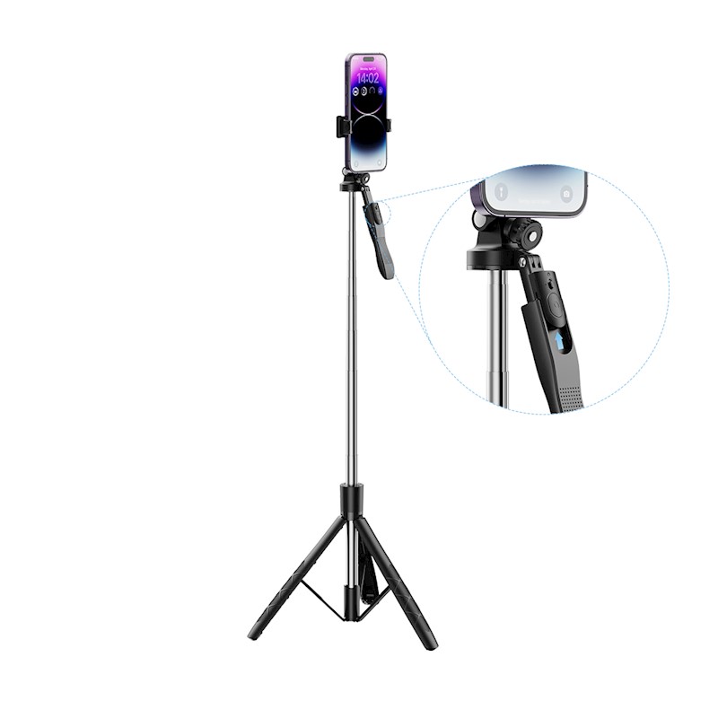 XO Selfie Stick 15 with Detachable Tripod Bluetooth Black