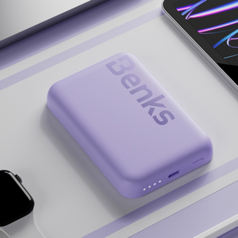 Εξωτερική Μπαταρία Benks Powerbank 6000mAh MP10 - Type C - Magnetic With Induction Charging Purple Εξωτερική Μπαταρία Benks Powerbank 6000mAh MP10 - Type C - Magnetic With Induction Charging Purple