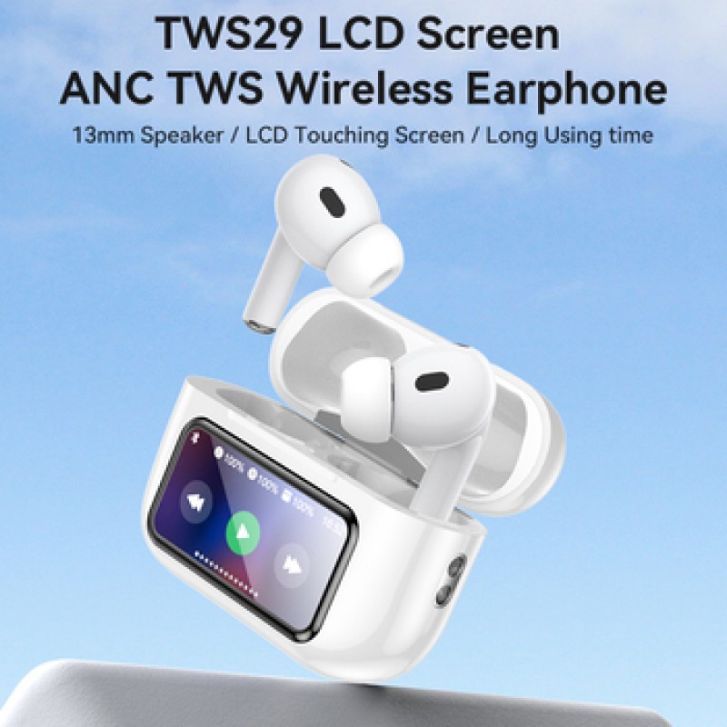 Ακουστικά Bluetooth Yesido TWS Bluetooth Earphones TWS29 ANC+ENC With LCD Display White