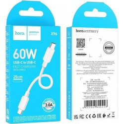Καλώδιο Data Hoco X96 Hyper Charging Data Cable 60W Type-C to Type-C 0.25m White