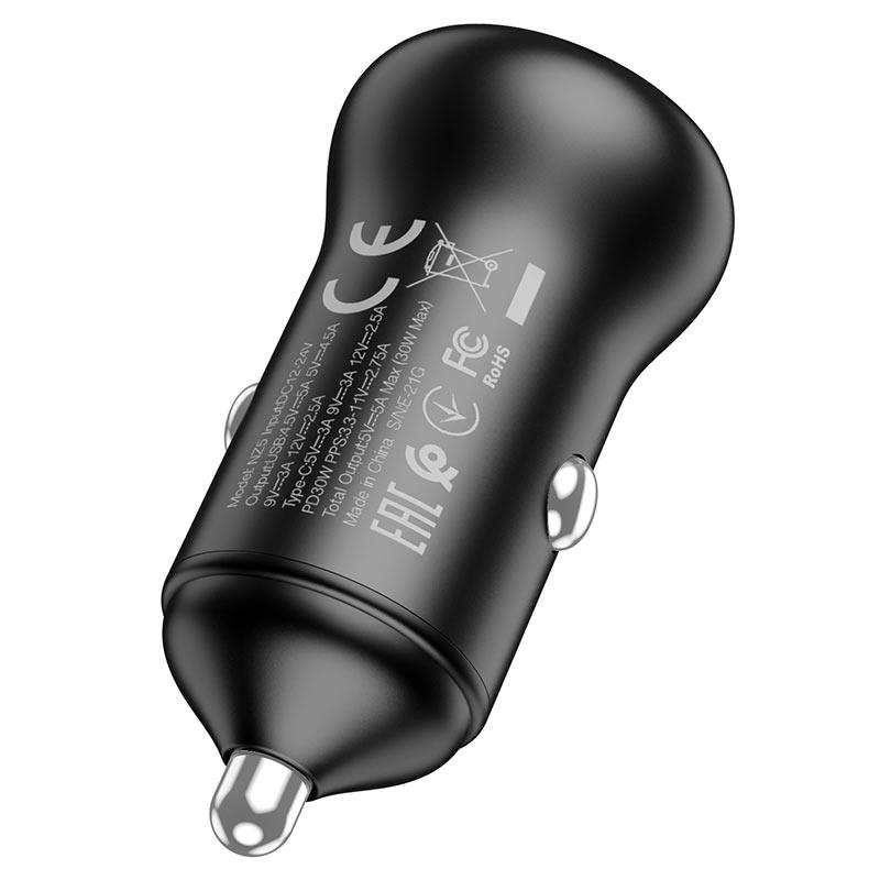 Φορτιστής Αυτοκινήτου HOCO NZ5 Fast Charging USB-A USB-C Car Charger Black
