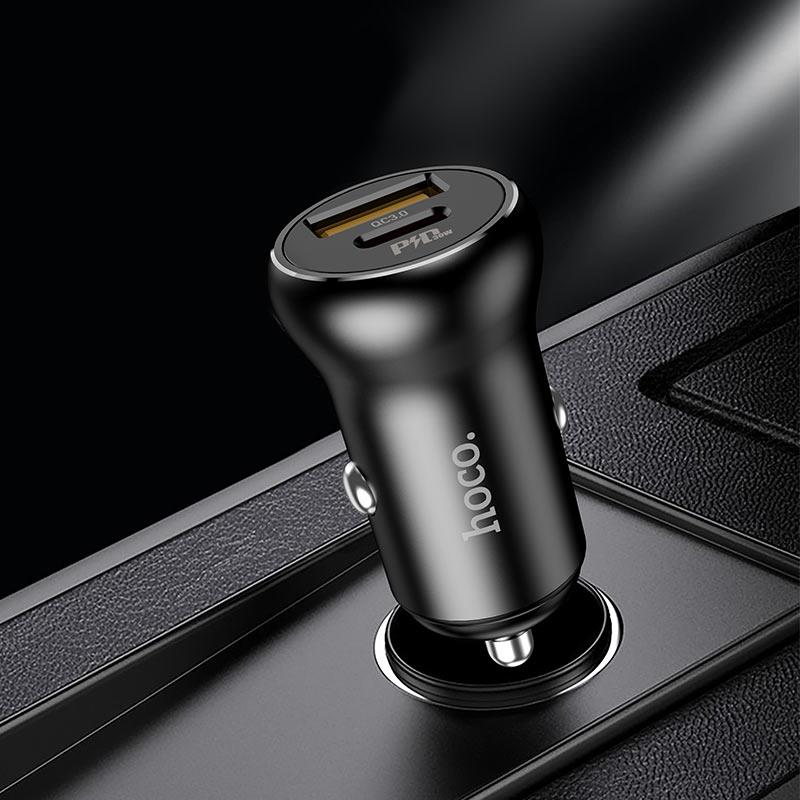 Φορτιστής Αυτοκινήτου HOCO NZ5 Fast Charging USB-A USB-C Car Charger Black