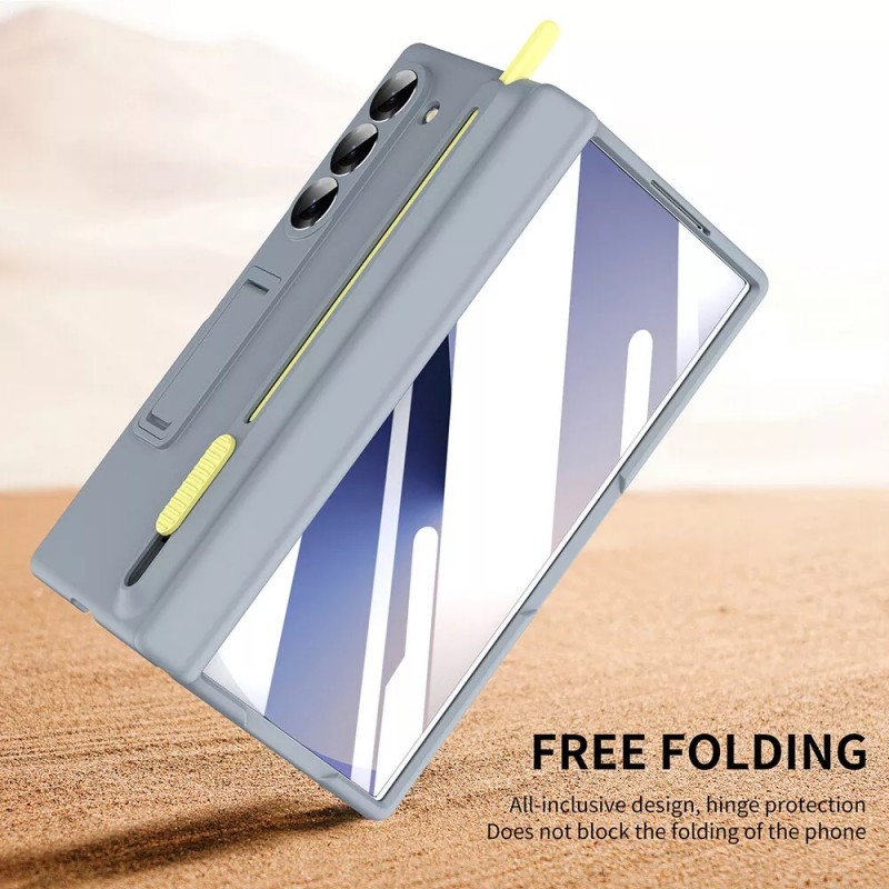 Θήκη Leather Kickstand with Pen Slot Samsung Galaxy Z Fold5 5G SM-F946 Grey