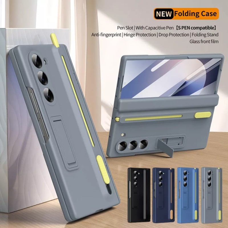Θήκη Leather Kickstand with Pen Slot Samsung Galaxy Z Fold5 5G SM-F946 Grey