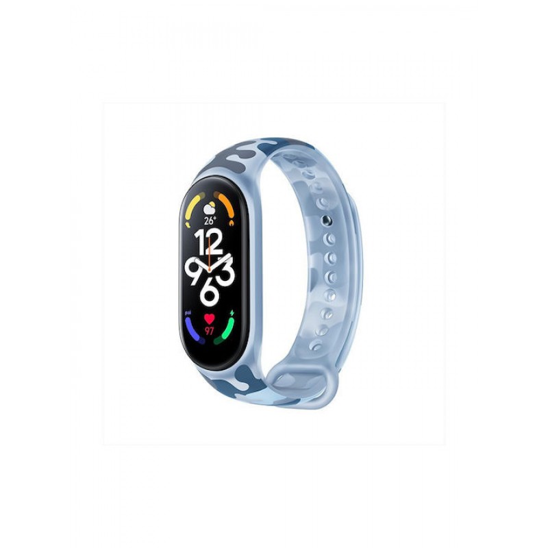 Ανταλλακτικό λουράκι Xiaomi Smart Band 7 Strap Silicone Khaki / Blue (Original)