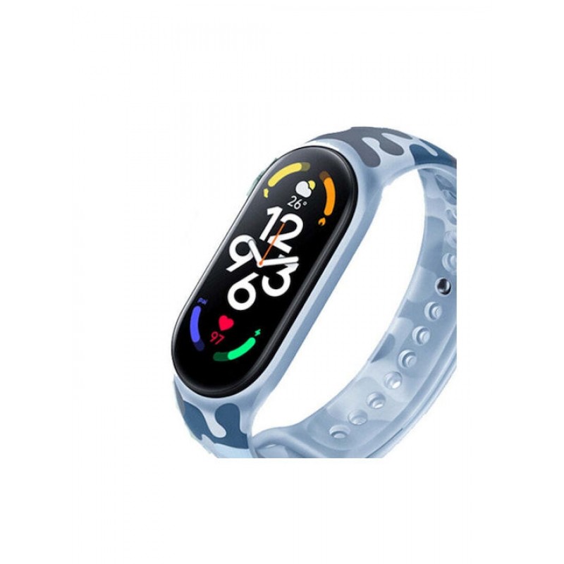 Ανταλλακτικό λουράκι Xiaomi Smart Band 7 Strap Silicone Khaki / Blue (Original)