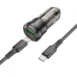 Φορτιστής Αυτοκινήτου Borofone Car Charger BZ25 Journey - USB + Type C - PD 38W 3A with Type C to Type C Cable black