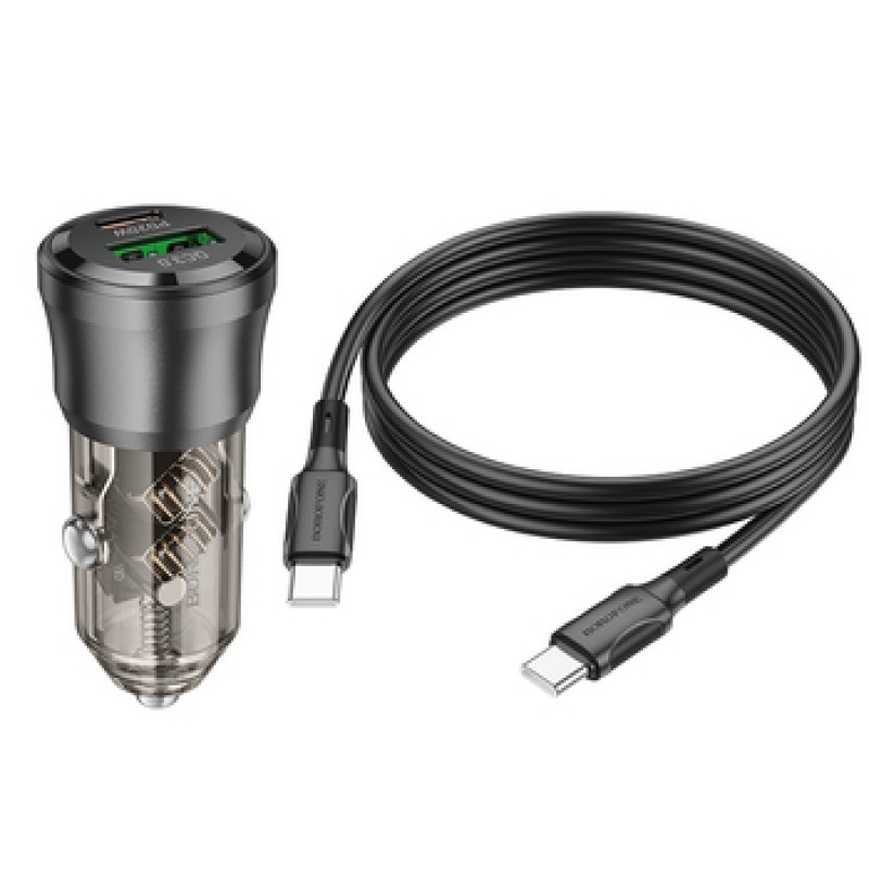 Φορτιστής Αυτοκινήτου Borofone Car Charger BZ25 Journey - USB + Type C - PD 38W 3A with Type C to Type C Cable black