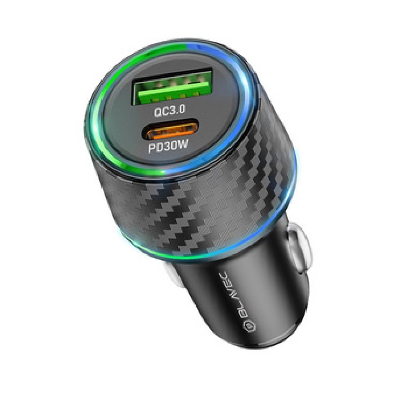 Φορτιστής Αυτοκινήτου Blavec Car Charger BS21 Carbon - Type C + USB - PD 48W 3A Black